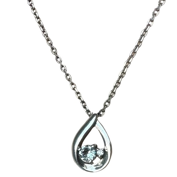 Sterling Silver & 4C Diamond Tear Drop Necklace & Pendant - Picture 3 of 8